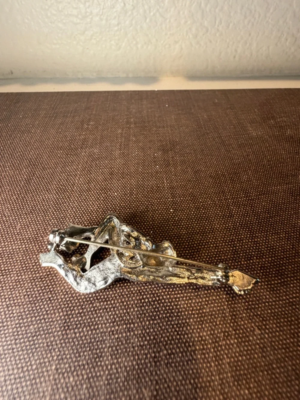 Figural Chimpanzee Brooch Vintage Monkey‎ Pin Gold Silver Tone Rhinestone